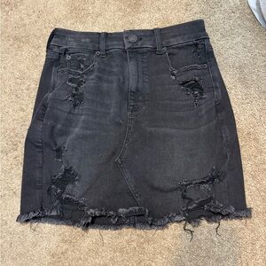Black denim skirt